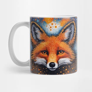 Red Fox, Pointillism Painting, Colorful Mug